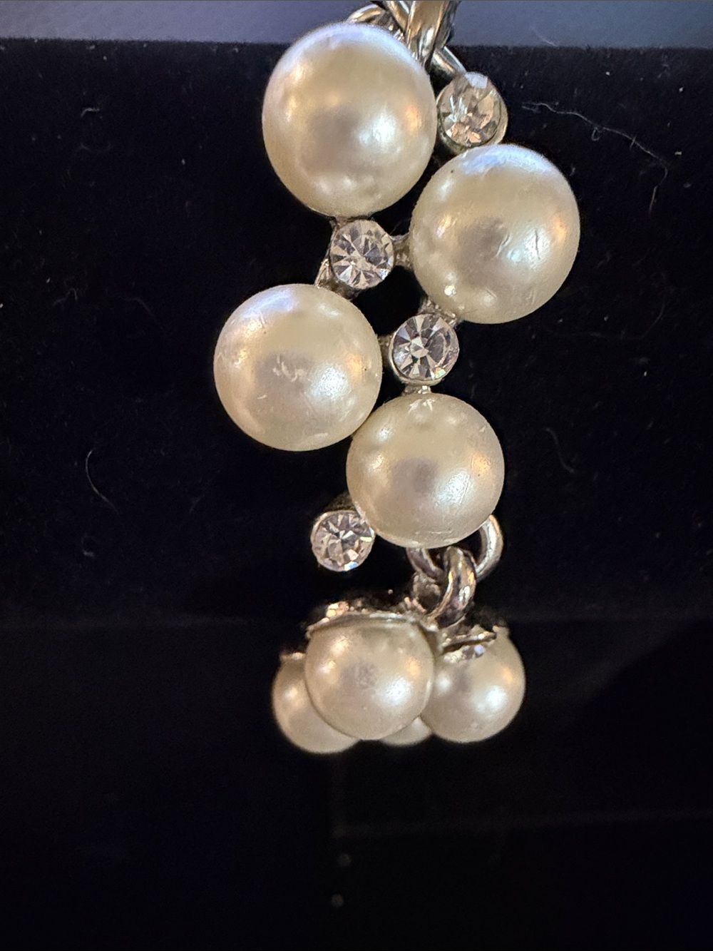 Pearl and Crystal Drop Bracelet - White Pearls